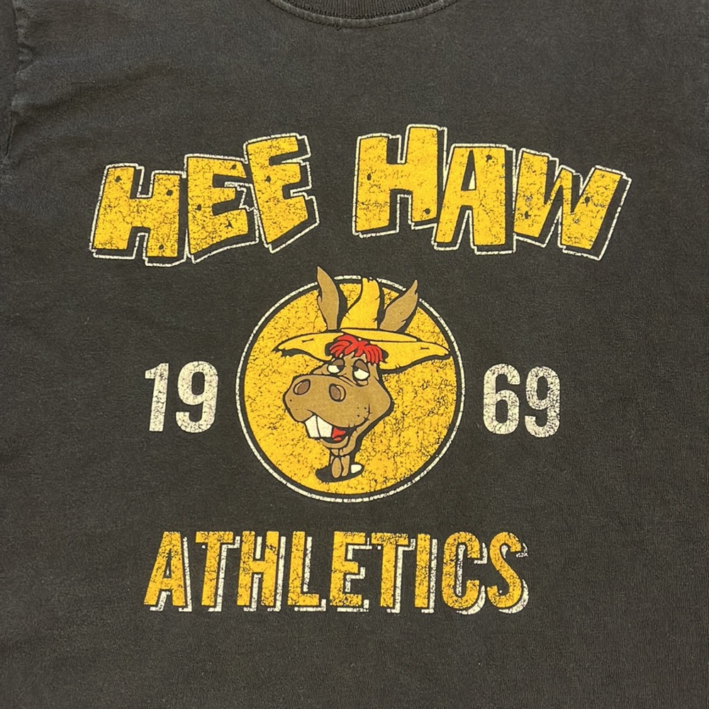 HEE HAW ATHLETICS GRAPHIC TEE YELLOW BLACK SIZE SMALL - Picture 4 of 5